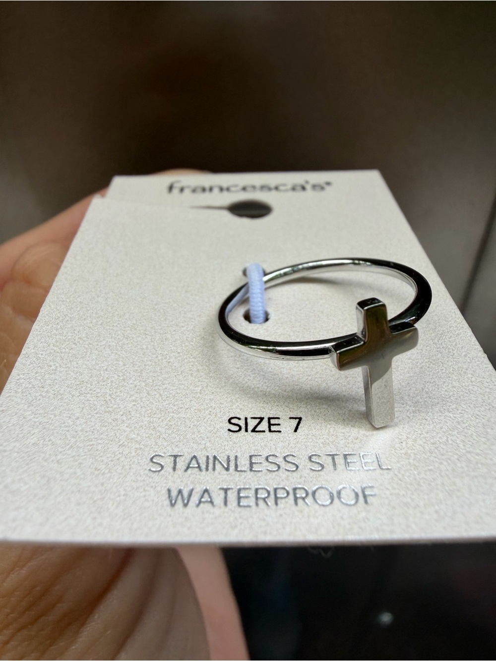 Francesca's Collections Silver Cross Ring - Size 7